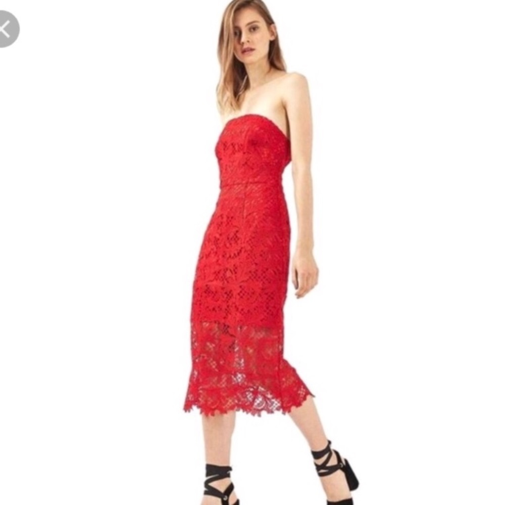 Topshop Red Lace Dress
